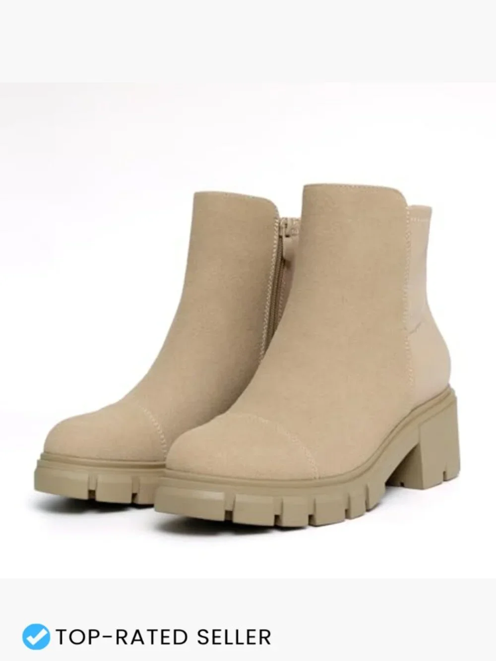 Chunky Platform Lug Sole Chelsea Booties Ankle Boots Side Zipper Round Toe